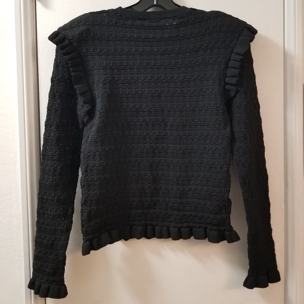 Zara pullover long sleeve ruffle scalloped edge sweater knit top - Picture 11 of 14